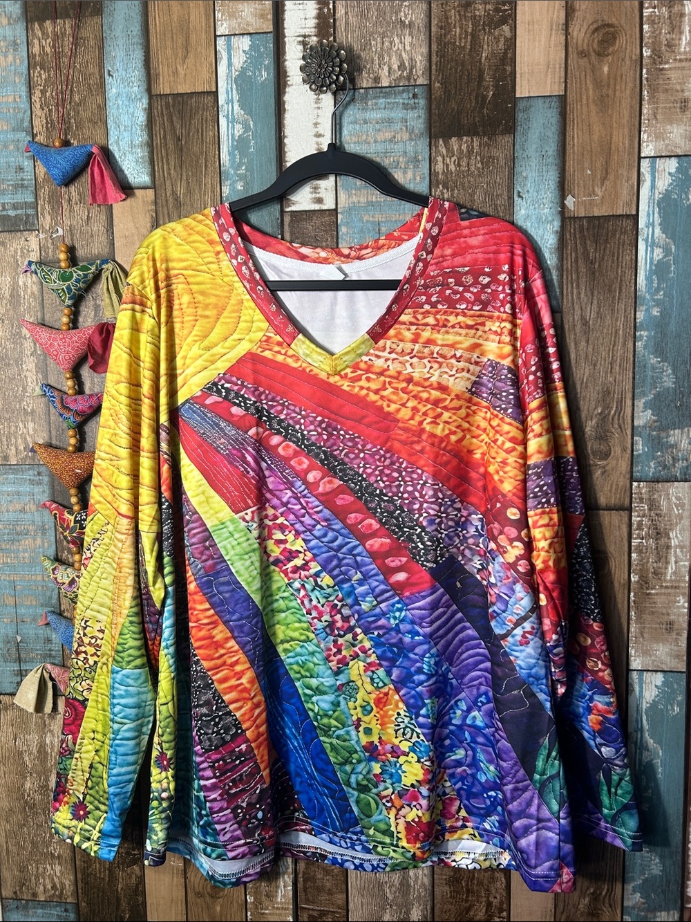 Women's sunshine  Multicolor V-Neck Long Sleeve Top